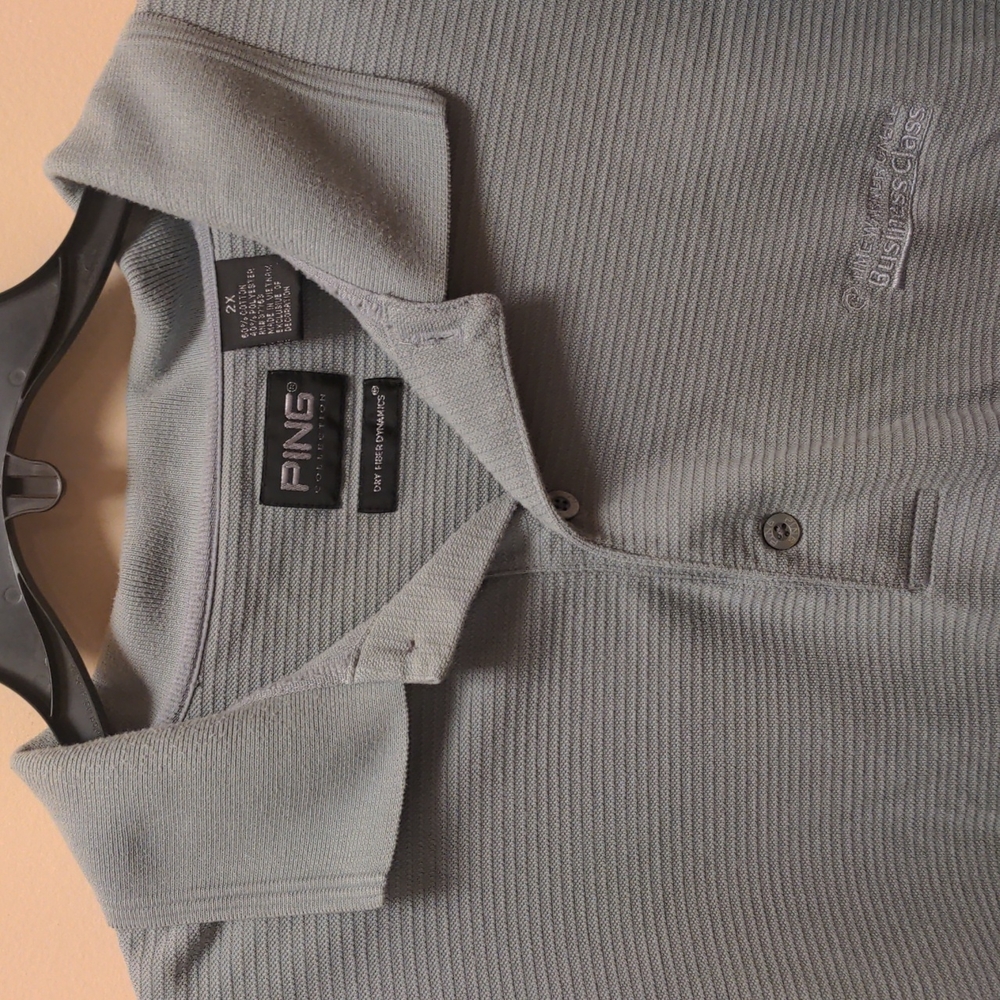 Men's Ping ss golf shirt. Light green
